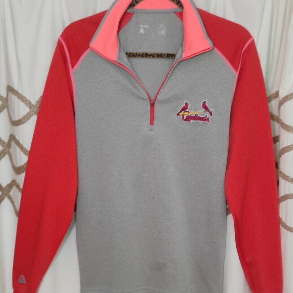 Antigua St. Louis Cardinals Gray Red Pink Sweatshirt Size S MLB Baseball